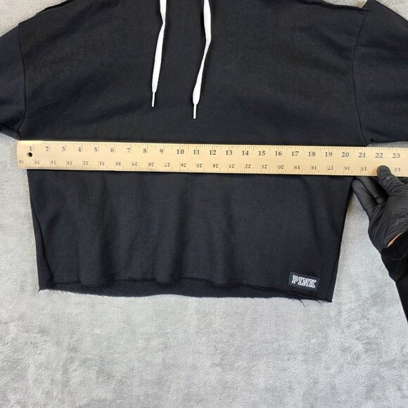 PINK Victoria's Secret Hoodie Womens Small Cutout Cold Shoulder Cropped Love Pul - Picture 8 of 10